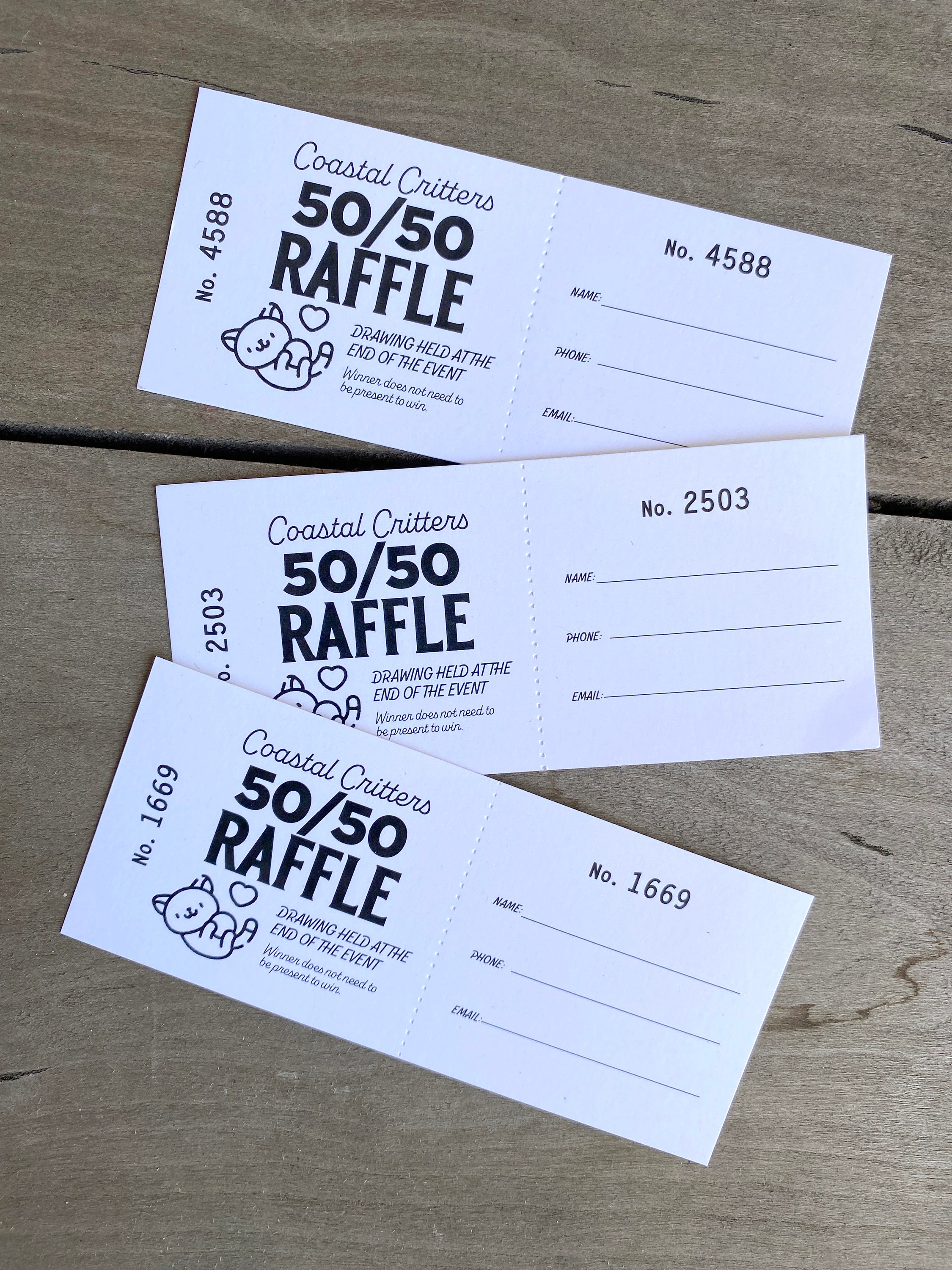 Split Tickets Raffle BUDGET SIZE Raffle Tickets, FREE Design, 50/50 Ticket Printing, House ...