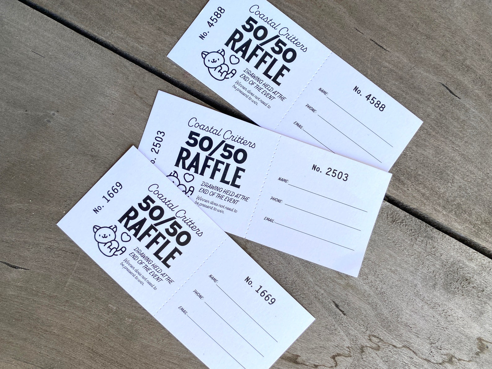 Separate Raffle BUDGET SIZE Raffle Tickets, FREE Design, 50/50 Ticket Printing, House ...