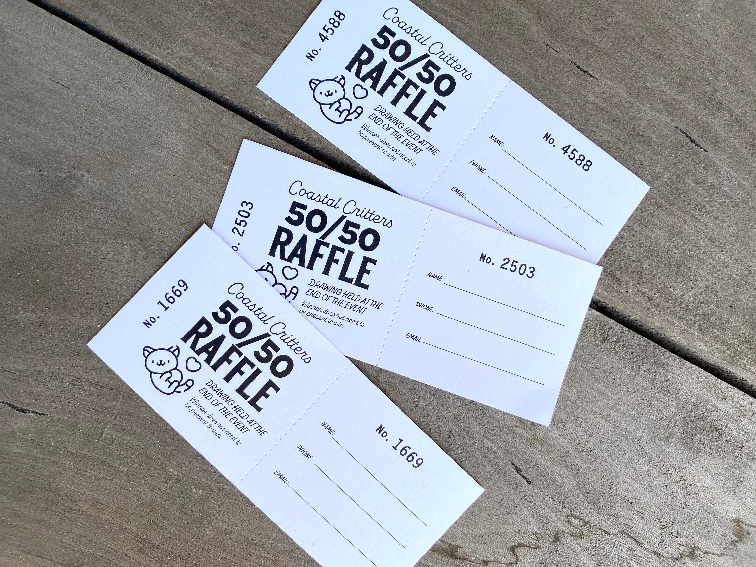 Split Tickets Raffle BUDGET SIZE Raffle Tickets, FREE Design, 50/50 Ticket Printing, House ...