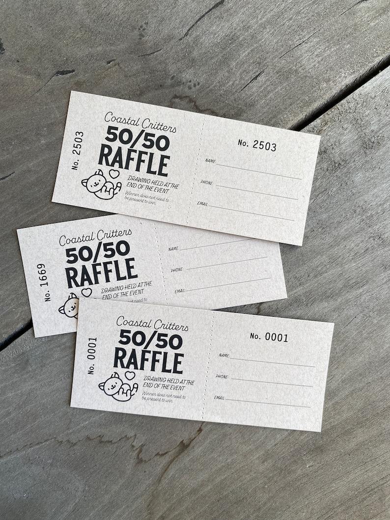 BUDGET SIZE Raffle Tickets, FREE Design, 50/50 Ticket Printing, House ...