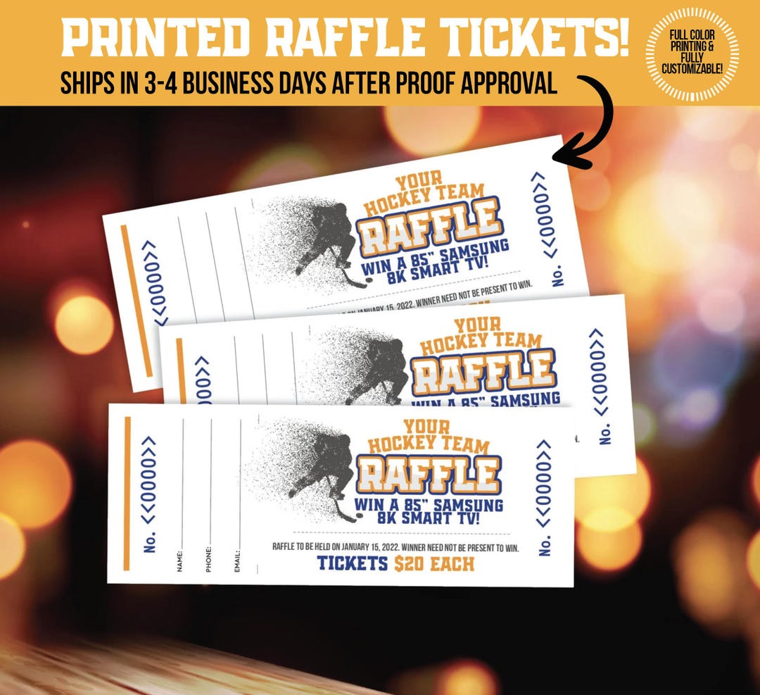 Custom Raffle Tickets, Full Design Included, Gala Ticket Printing ...