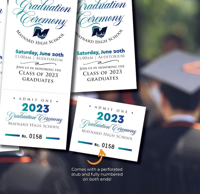 Custom Graduation Tickets, Full Design Included, Graduation Ceremony ...