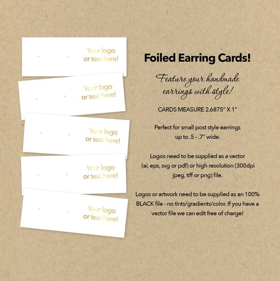 Download Free Logo Earring Cards Custom Foil Jewelry Cards Mini Stud Etsy SVG Cut Files