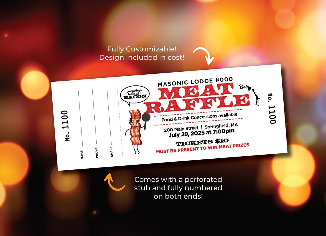 Custom Raffle Tickets, Gala Ticket, Numbered Tickets, Meat Raffle ...