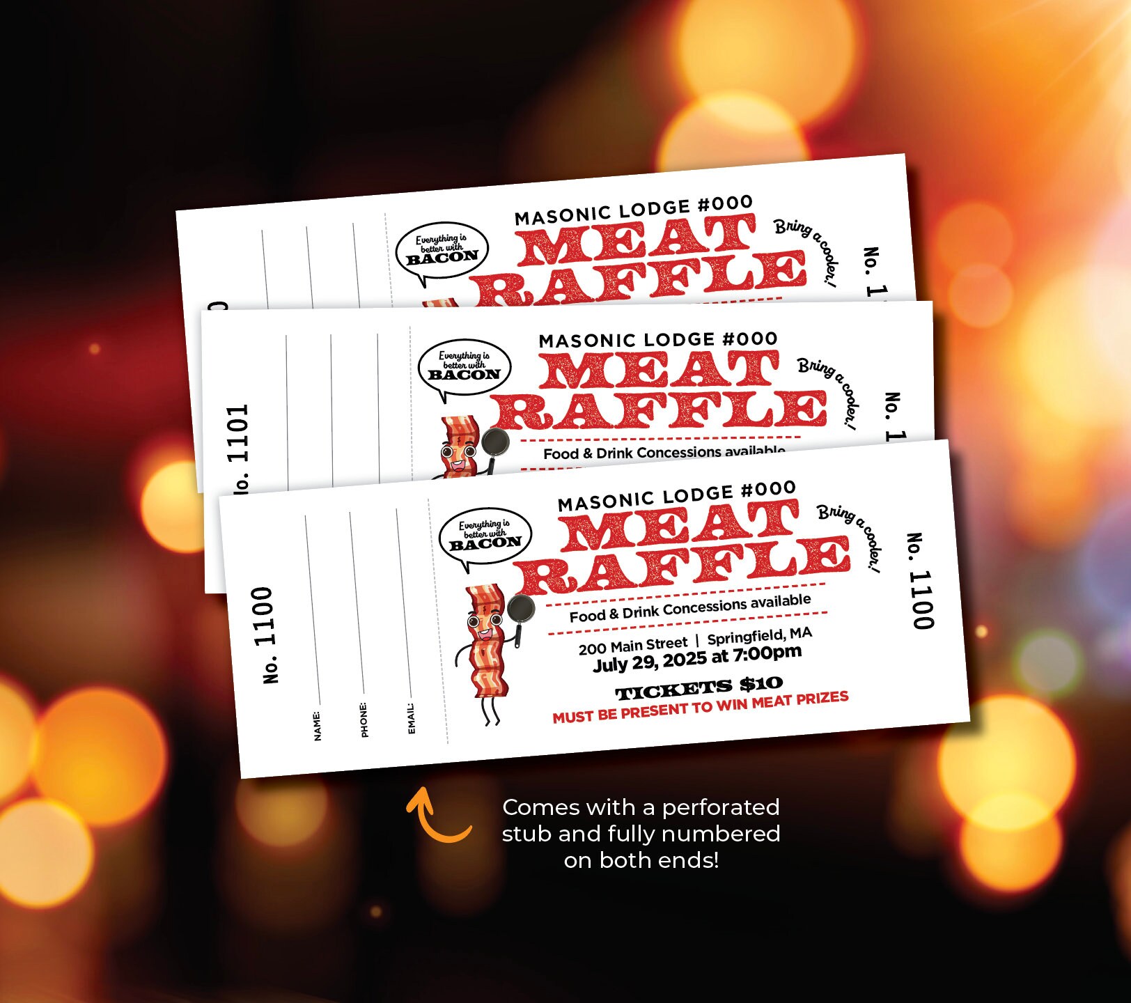 Custom Raffle Tickets, Gala Ticket, Numbered Tickets, Meat Raffle ...