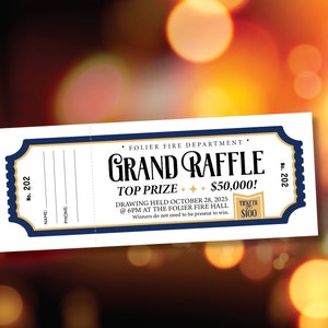 Classy Raffle Tickets Custom Raffle Tickets, FREE DESIGN Included, Grand Prize Ticket ...