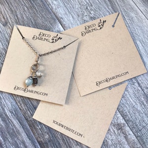 Cartões de colar com logotipo, cartões de joias Kraft Brown personalizados, suportes de colar, etiquetas de joias com logotipo, embalagens de joias, cartão de exposição de mercado, personalizado