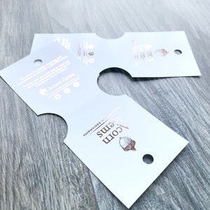 Cartões de pulseira com logotipo REAL FOIL, cartões de joias personalizados em folha metálica, suportes para colar, etiquetas de joias dobradas, embalagens de joias, cartão para exposição no mercado, qtd. 24 imagem 5