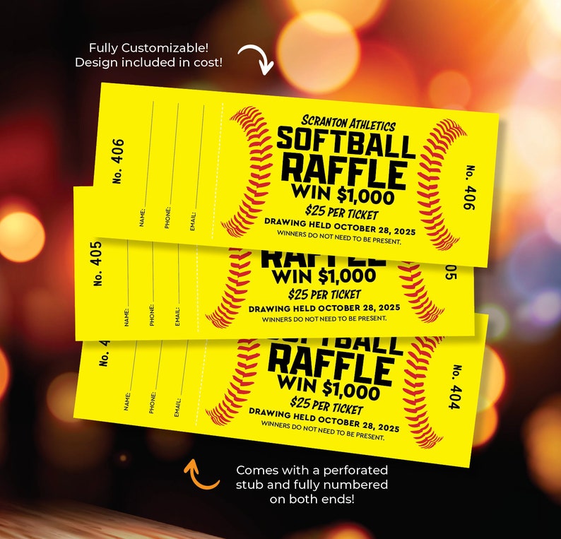 Custom Raffle Tickets, FREE DESIGN Included, Gala Ticket Printing ...