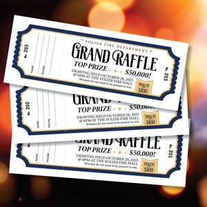 Handmade Raffle Tickets Custom Raffle Tickets, FREE DESIGN Included, Grand Prize Ticket ...
