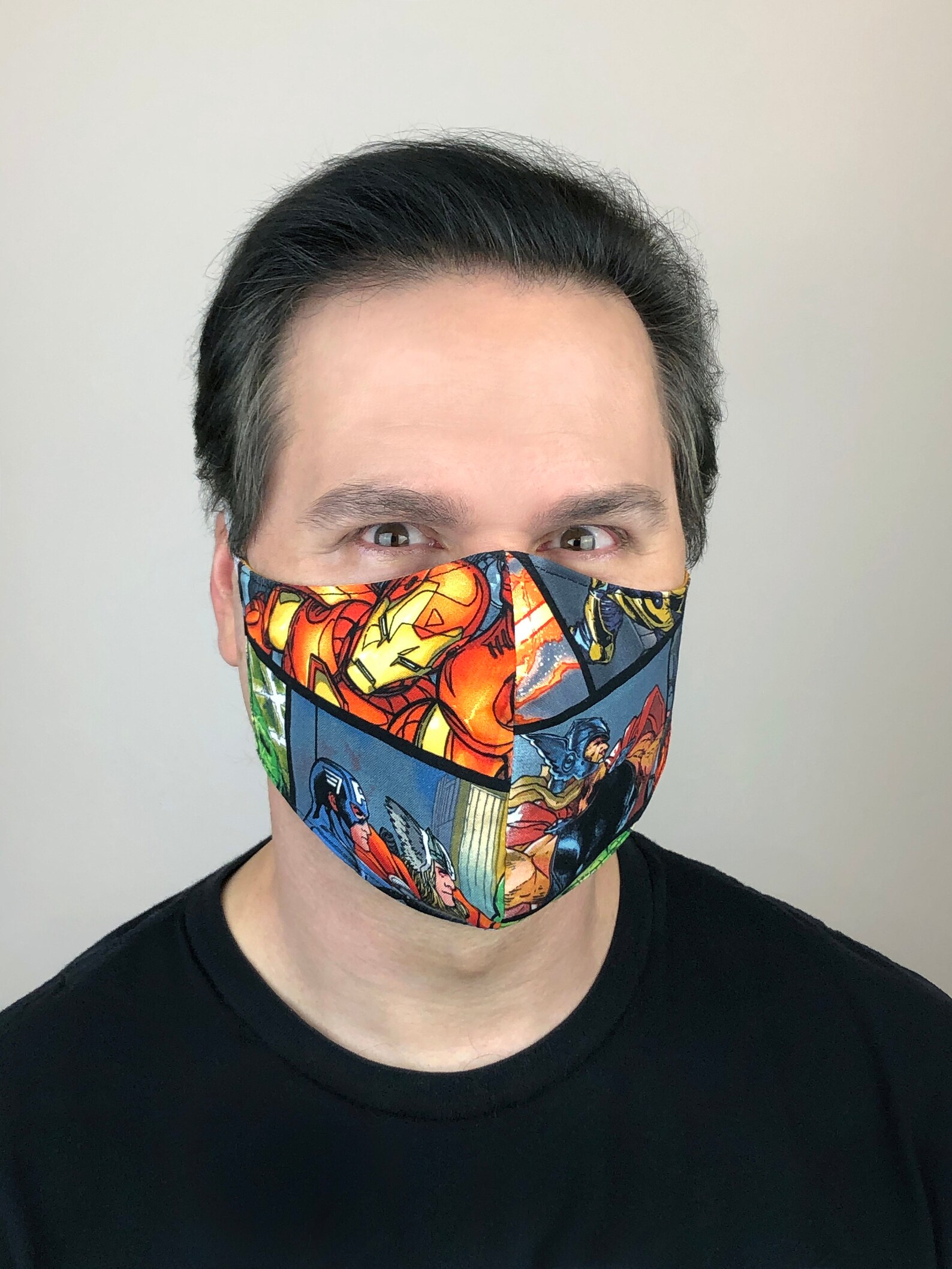 Marvel Avengers Fitted Face Mask Cotton Reversible Project Etsy