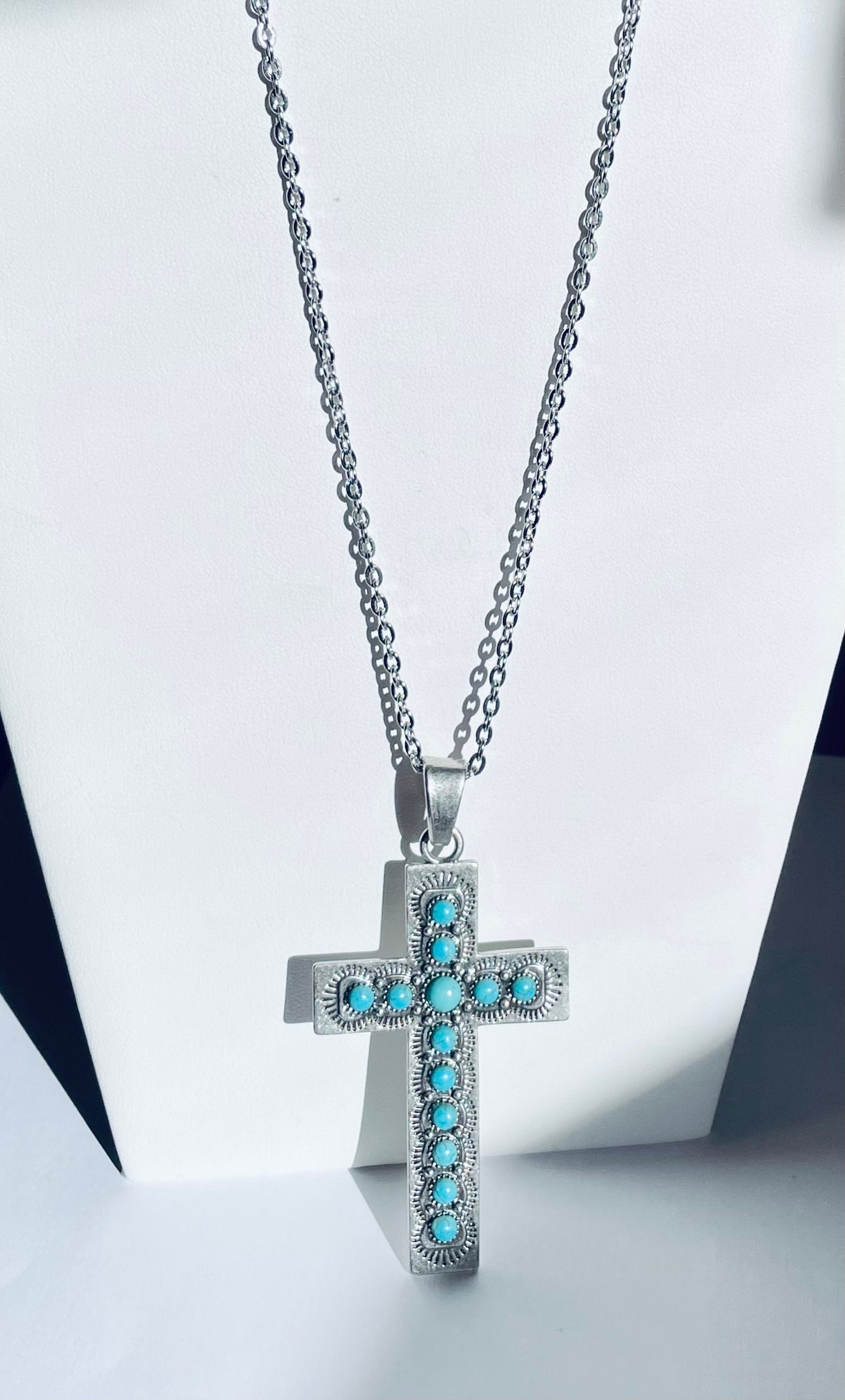 Large Howlite Cross Pendant - Etsy
