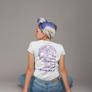 T-shirt per la consapevolezza dell&#39;Alzheimer, camicia per l&#39;Alzheimer, camicia per la demenza, design sul retro, continua a combattere contro il flusso, t-shirt unisex