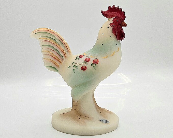 Rooster Collection LE SMITH Standing ROOSTER Chicken Covered Candy Dish Clear W Red Comb ...