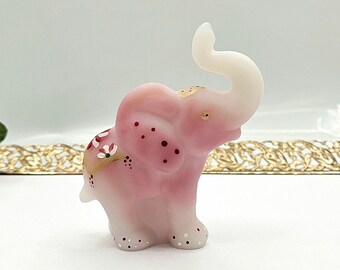 FENTON elephant limited edition Burmese pink accents hand painted signed by artist #132 of 380 mint with box!