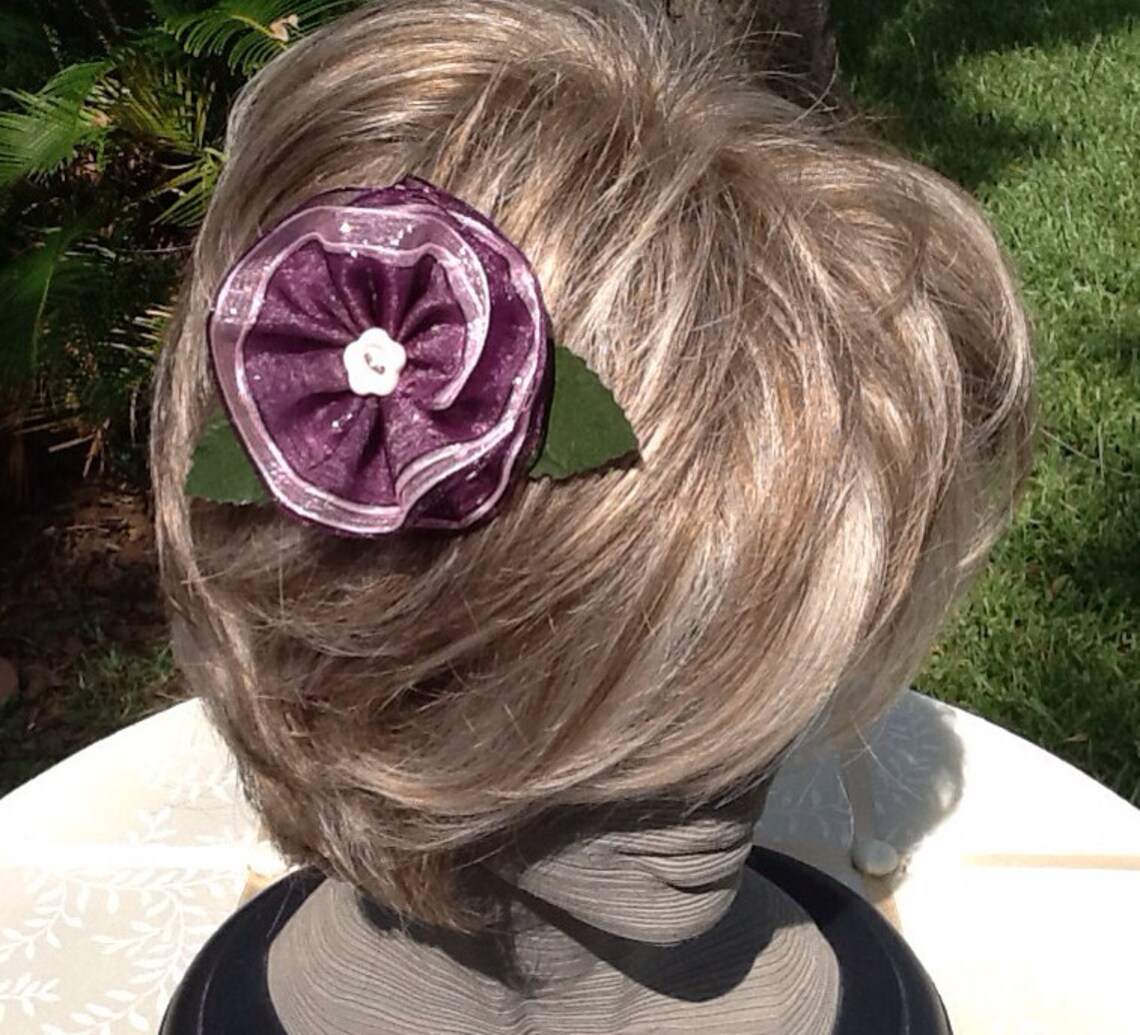 Pink and Purple Hair Clip Purple Hair Flower Purple Hair Etsy