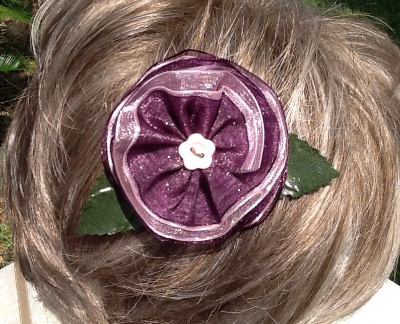 Pink and Purple Hair Clip Purple Hair Flower Purple Hair Etsy