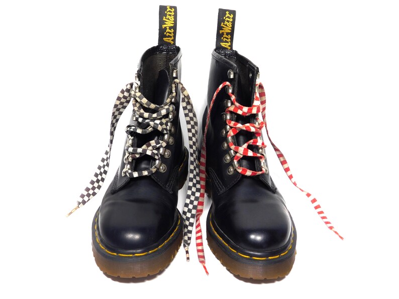 Uk6 Rare 8217 Black Leather Doc Martens Boots Chrome Metal Image 0 1