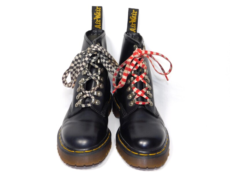 Uk6 Rare 8217 Black Leather Doc Martens Boots Chrome Metal 50