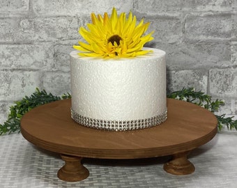 Support à gâteau en bois 30,5 cm (12 po.) Support à gâteau de mariage teinté main brun rustique, support à gâteau rustique, plate-forme surélevée pour gâteau de mariage champêtre