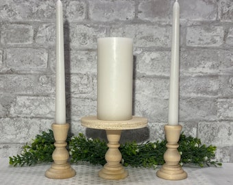 Unfinished 3 Piece Unity Candleholder Set, Wooden Unity Candle set, Undecorated Candleholders, DIY Candleholders, Paint with your own Colors