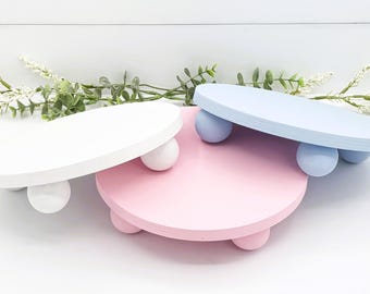 8" Cake Stand, Smash Cake Stand, Small Farmhouse Riser, Country Pedestal, Ball Legs, Wood Stand hand painted in 10 color choices, Photo prop
