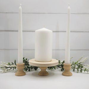 ユニティ キャンドル セット、未完成で装飾のない天然木製ユニティ キャンドル セット 3 点、DIY 木製キャンドルホルダー、独自の色でペイントまたは染色できます。