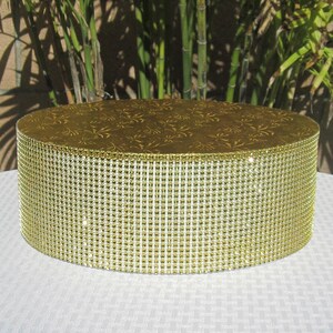 Wedding Cake Stand 22 x 4 55cm x 10cm Silver Bling Round Cake Display Riser Decor Silver Gold Rhinestone Mesh Centerpiece Styrofoam image 5