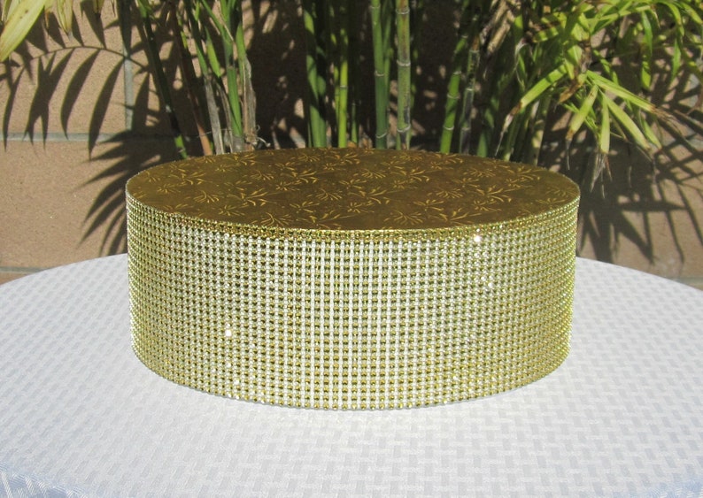 Wedding Cake Stand 22 x 4 55cm x 10cm Silver Bling Round Cake Display Riser Decor Silver Gold Rhinestone Mesh Centerpiece Styrofoam image 5