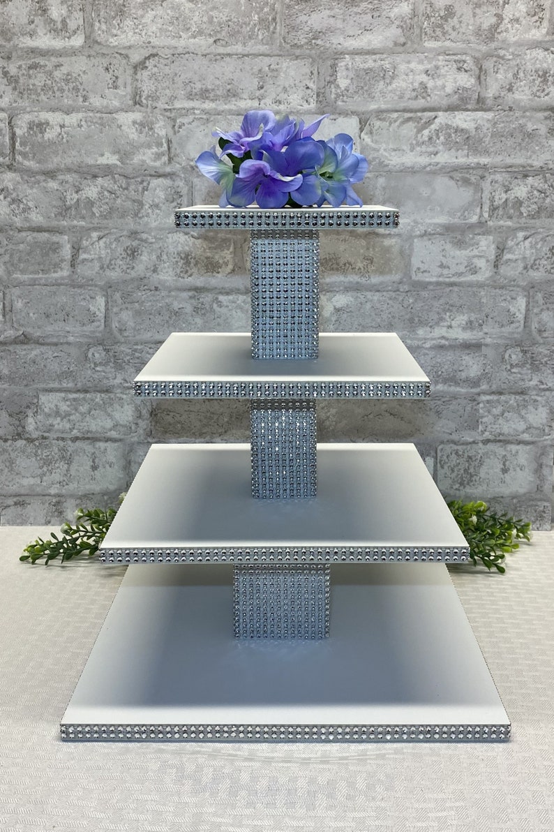 2530 Cupcakes 4 Tier Square Cupcake Stand Silver Gold or Etsy