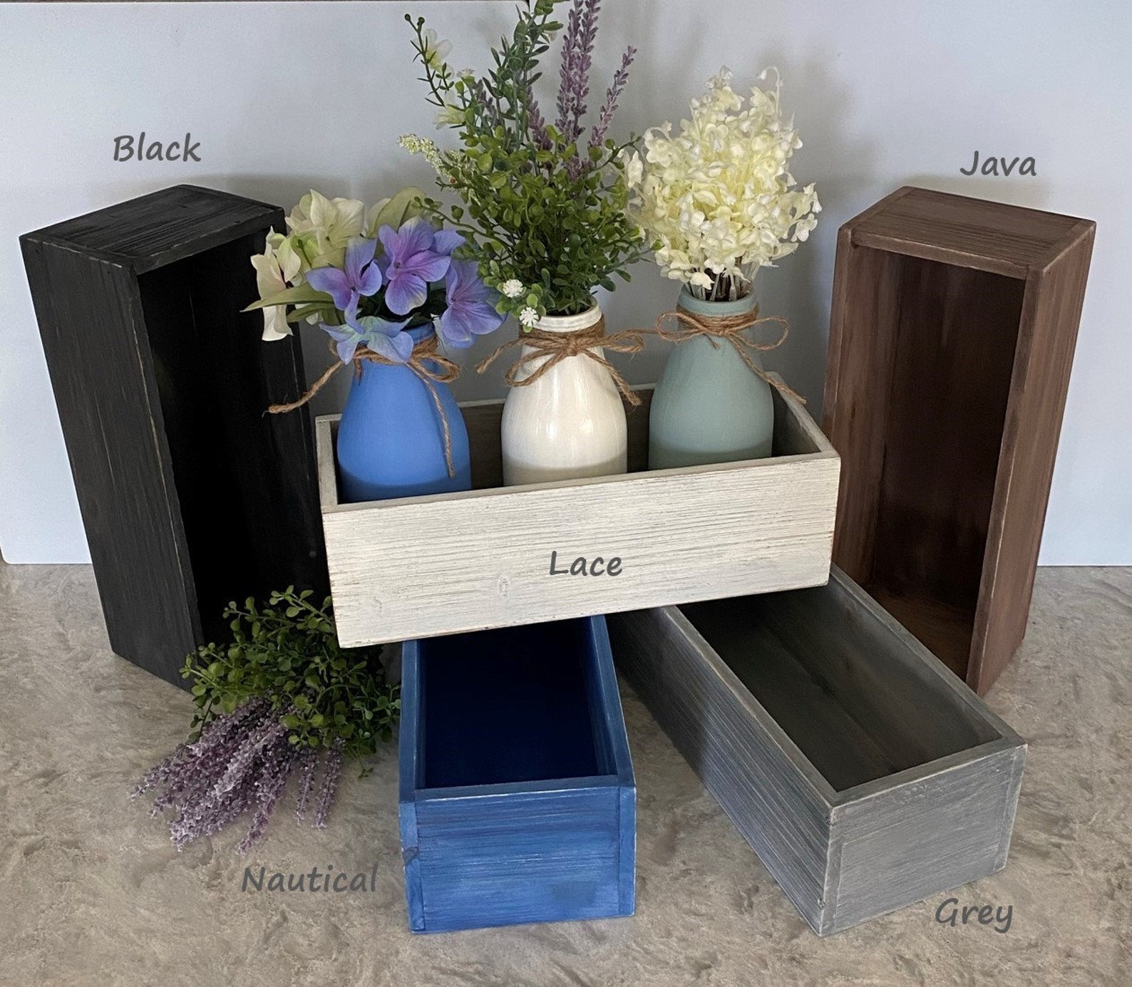 Hand Painted Wooden Planter Box Rustic Farmhouse Table Decor Etsy