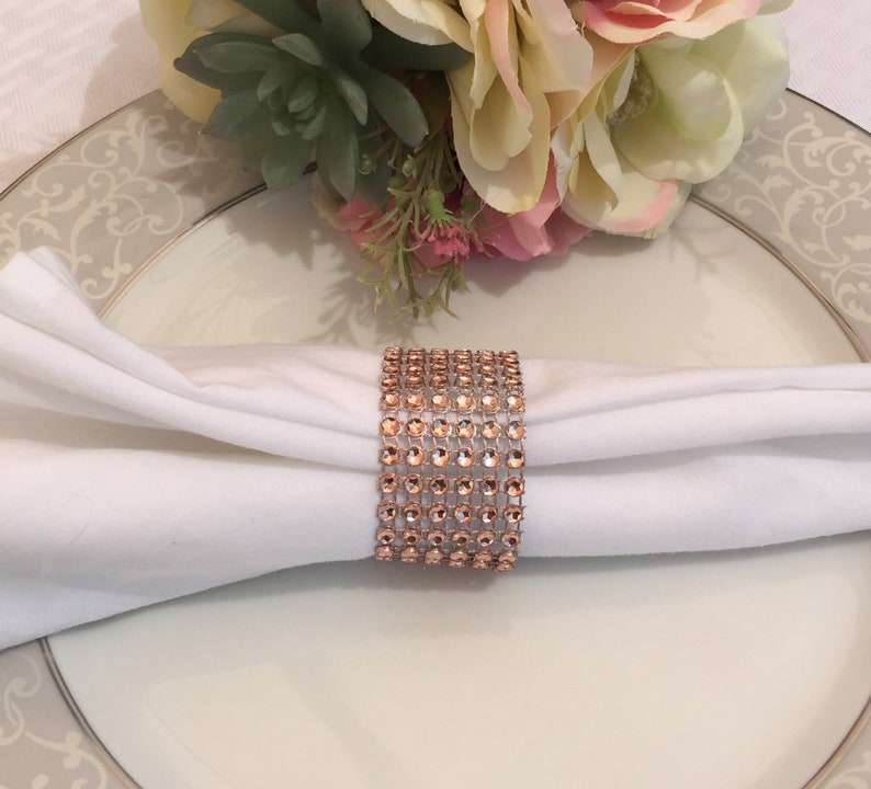 8 Napkin Rings Silver Rhinestone Mesh Napkin Rings Bling Etsy