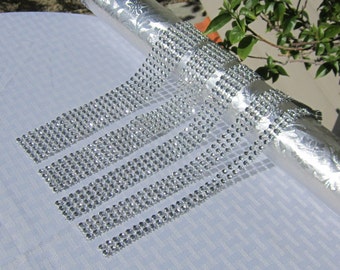 12 rows wide (2.25) of Sparkly Rhinestone Mesh Ribbon, Wedding, Anniversary, Quinceanera, Sweet 16, Birthday, 3' to 24' long, 14 colors