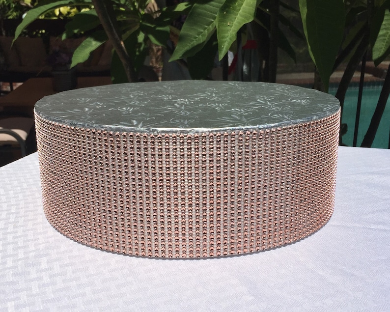 Wedding Cake Stand 22 x 4 55cm x 10cm Silver Bling Round Cake Display Riser Decor Silver Gold Rhinestone Mesh Centerpiece Styrofoam image 3