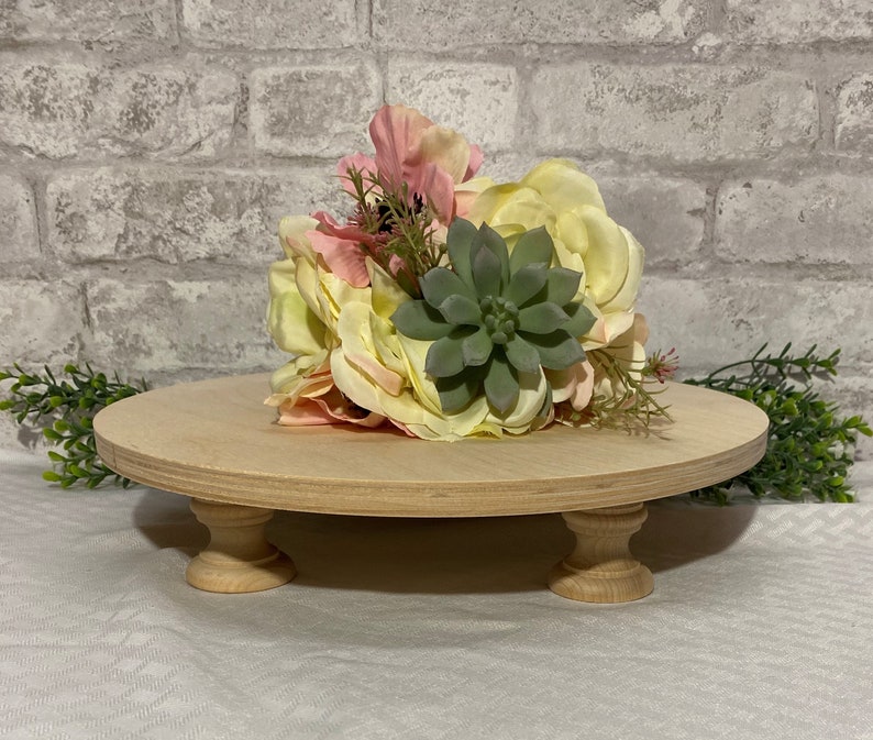 Unfinished Wood Cake Stand 12 30.5cm Paint it yourself to match your event DIY Undecorated Wood Cake Stand, Elegant Turned Legs, Wedding image 5