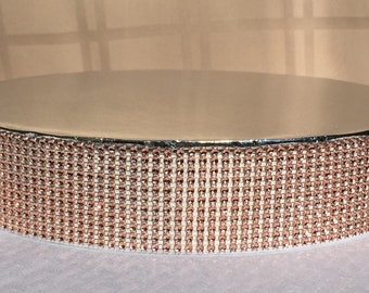 Support pour gâteau de mariage ROND Bling strass maille avec dessus en feuille d'argent, décoration de table centre de table, base en polystyrène solide