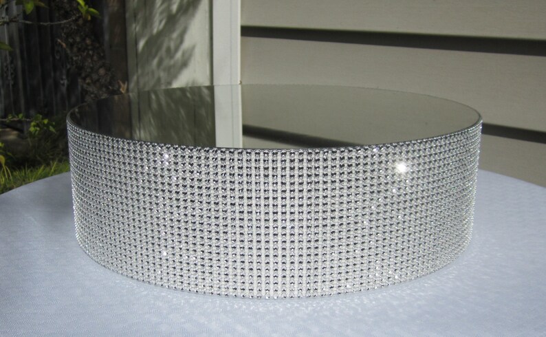 16 Round Mirror Wedding Cake Stand Riser Platform Pedestal Quinceanera Birthday Rhinestone Diamond Mesh 4 Tall Styrofoam 12 Colors