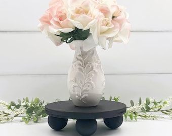 6" Black or White Stand, Smash Cake Stand, Small Farmhouse Riser, Country Pedestal, Ball Legs, Hand Painted Wood Stand, Photo prop