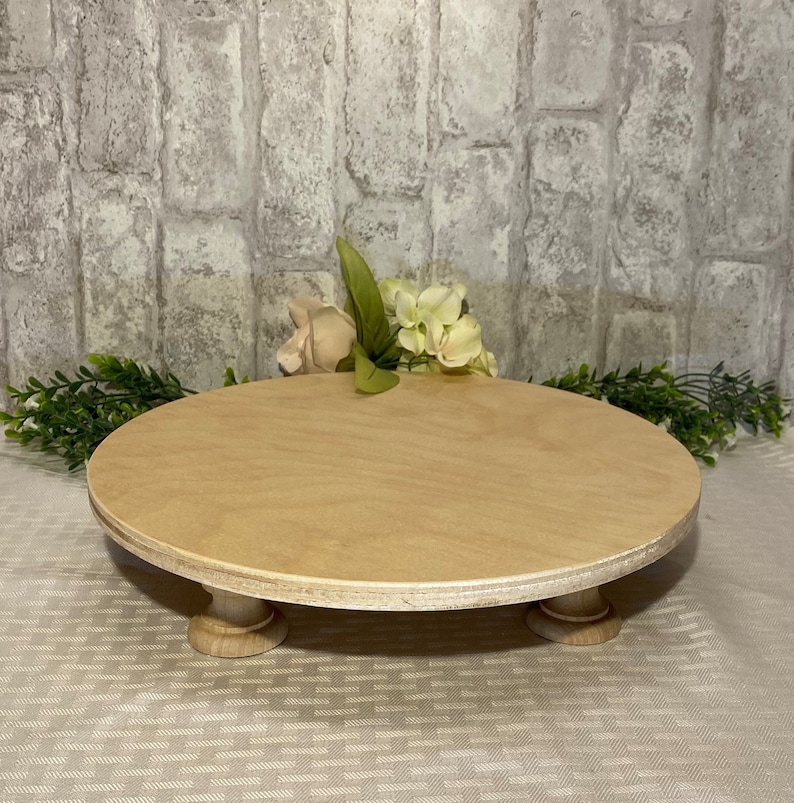 Unfinished Wood Cake Stand 12 30.5cm Paint it yourself to match your event DIY Undecorated Wood Cake Stand, Elegant Turned Legs, Wedding image 2