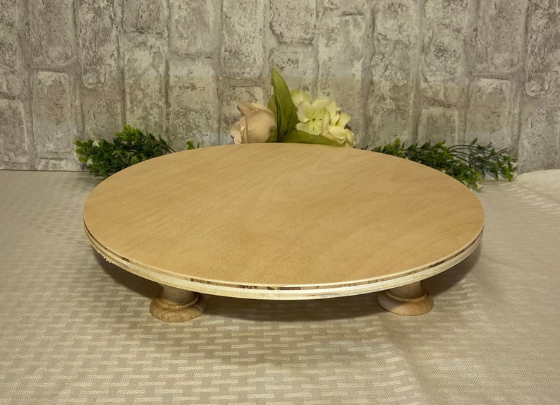 14 35.5cm Unfinished Wood Cake Stand, Paint it yourself to match your event DIY Undecorated Wood Cake Stand, Elegant Turned Legs, Wedding image 2