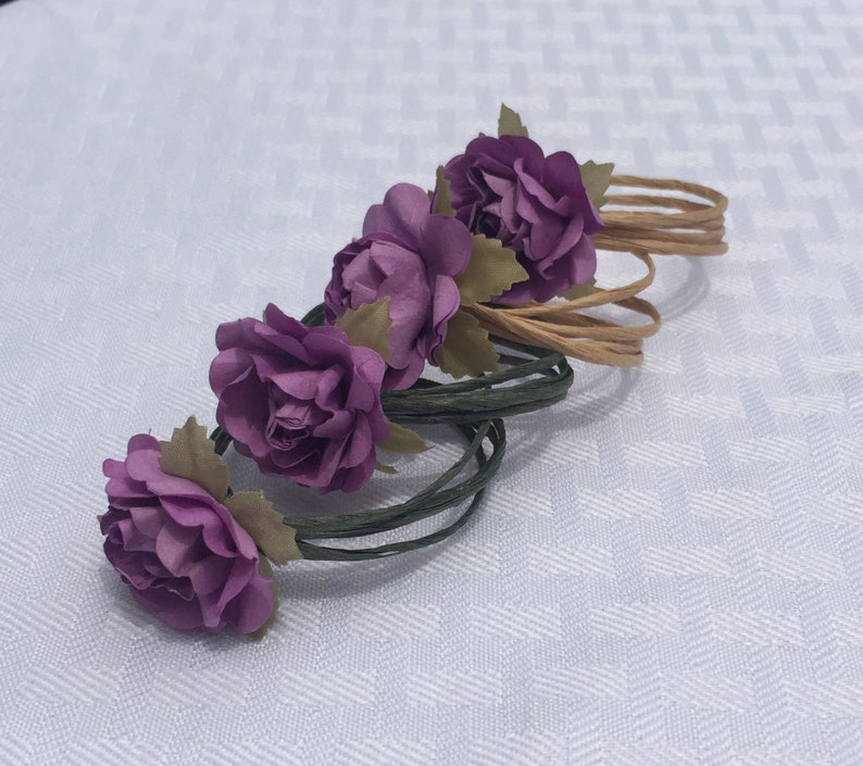 8 Rose Napkin Rings With Rustic Vine Paper Wire Pink Napkin - Etsy