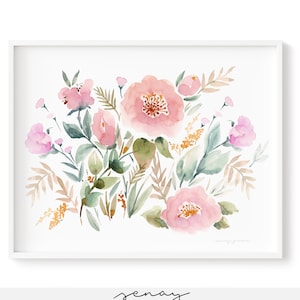 Giclée Watercolor print, Archival Art Print, Frame NOT included, Senay Studio Keira Garden Floral Print Quality Watercolour Art
