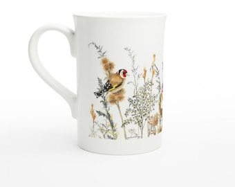 European Goldfinch in the Wild 10oz Porcelain Slim Mug