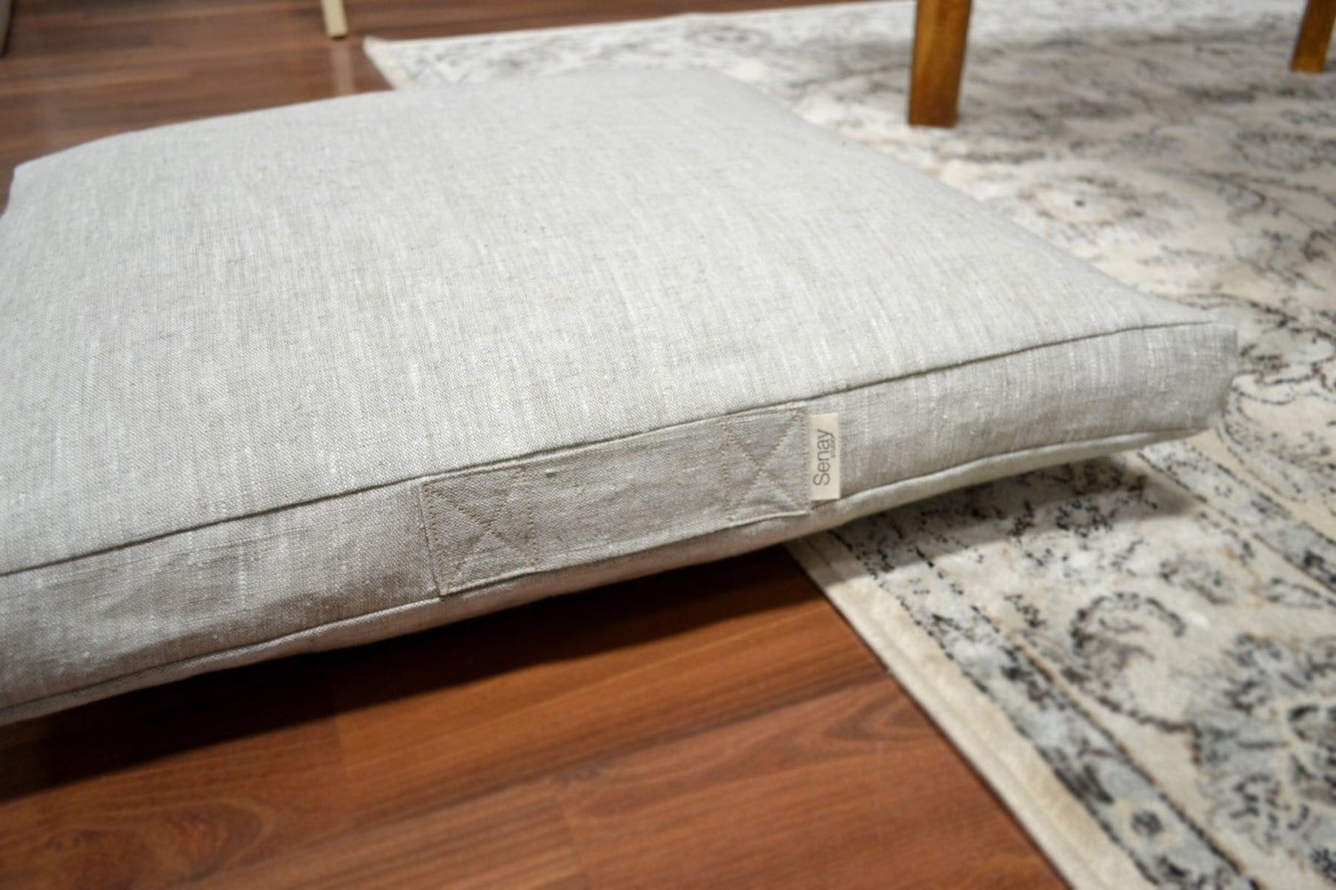 Floor Cushion Cover with handle 100 European pure linen