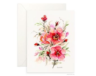 Floral Watercolor Card: Rosabella Blank Greeting Card (5x7)