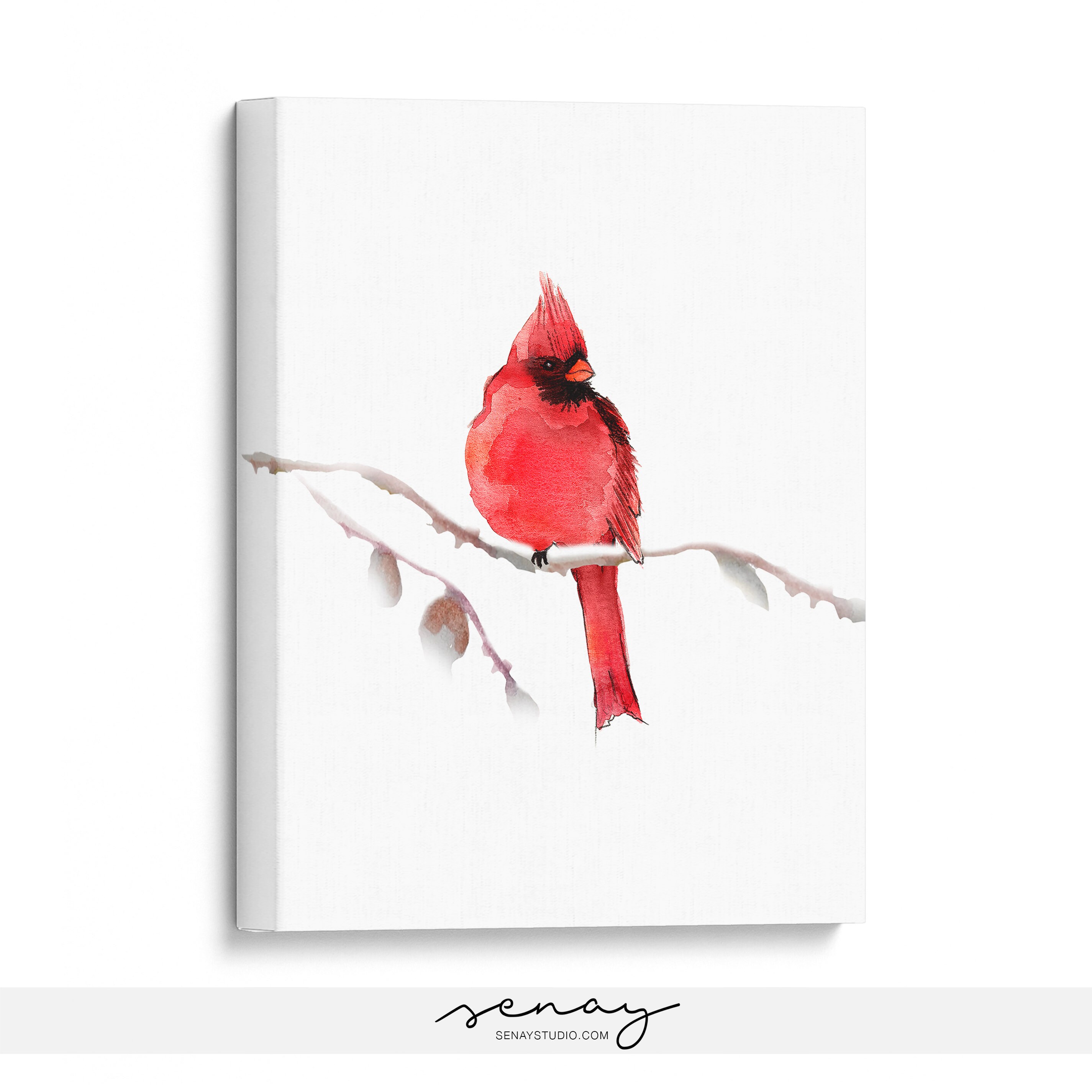 Red Cardinal Bird Painting Canvas Print Gallerystyle Ready to Etsy