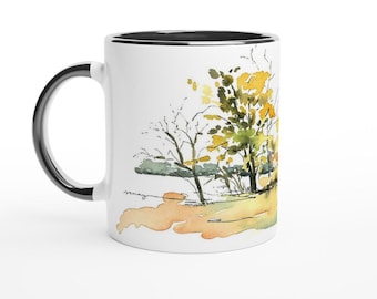 Autumn Scene 11oz Ceramic Mug with Black Colour Inside