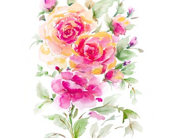 August Roses - Original watercolour painting by Senay