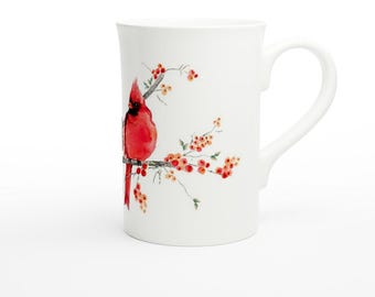 Mr & Mrs Cardinal 10oz Porcelain Slim Mug
