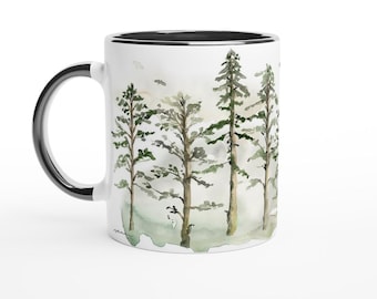 Woodland Trees 11oz Ceramic Mug with Color Inside
